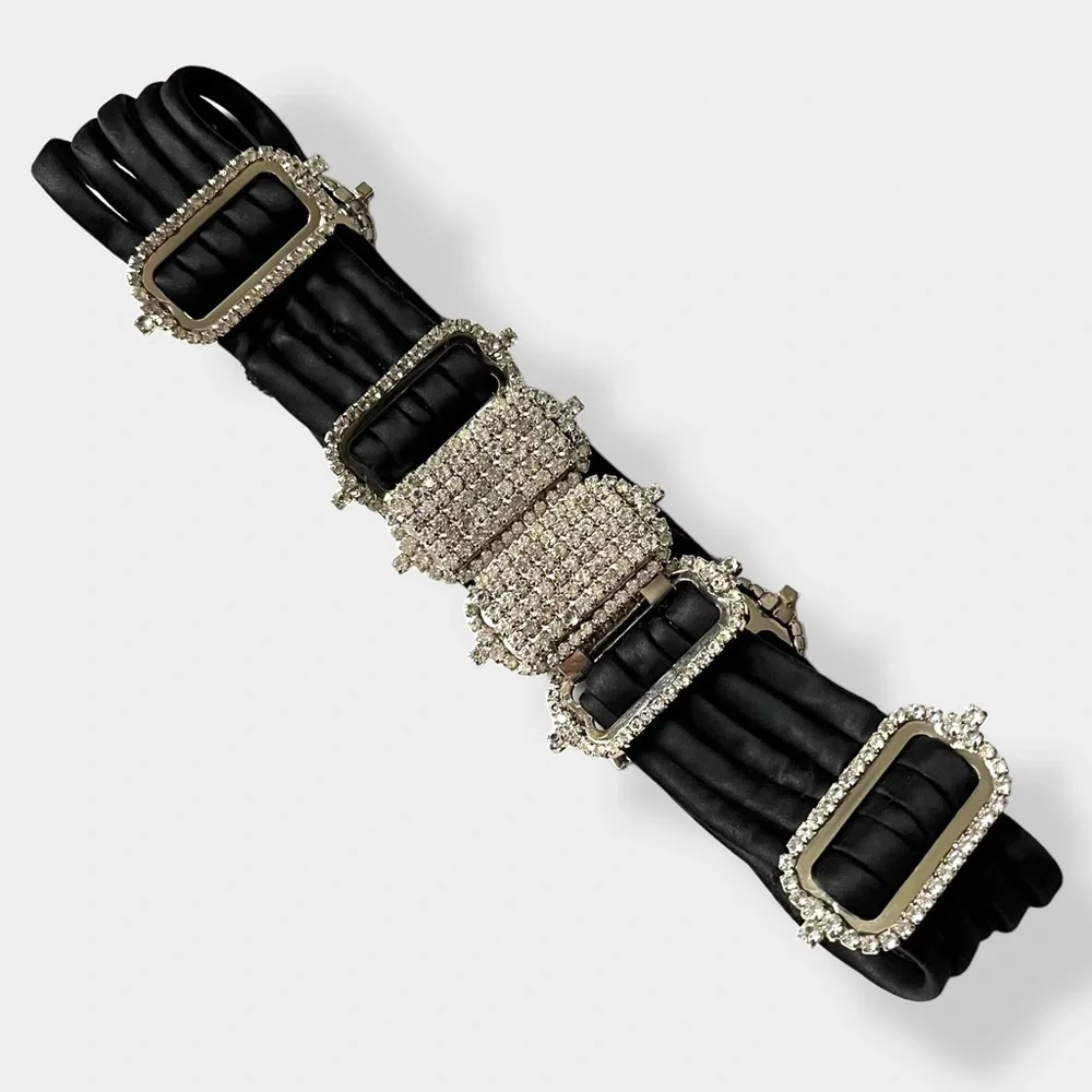 William deLillo Vintage 70s Satin Rhinestone Belt Statement Designer Couture